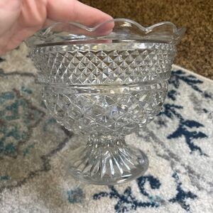 Vintage Clear Medium Glass Compote Bowl -